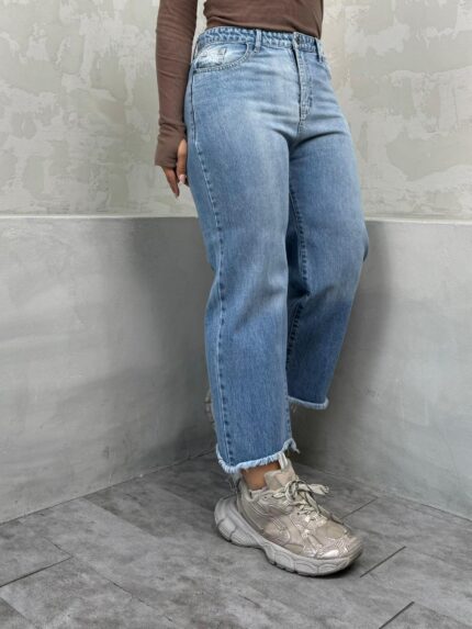 شلوار واید لگ آبی وسط کد 4072