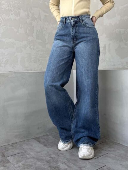 شلوار نیم بگ آبی تیره خوشرنگ کد 4075