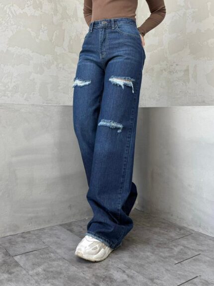 شلوار نیم بگ تیره کد 4121