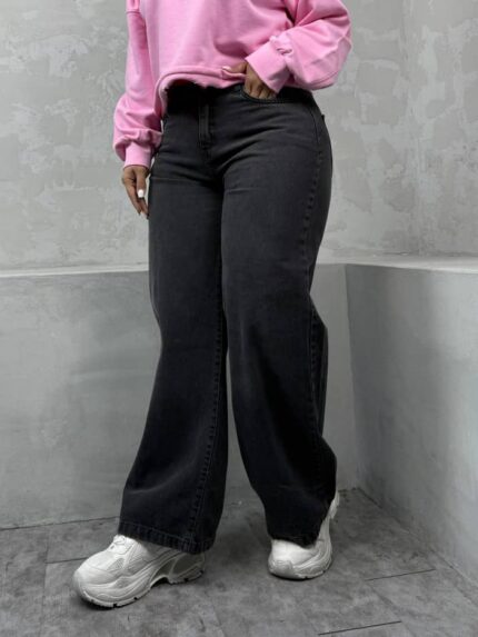 شلوار نیم بگ ذغالی سایزبزرگ کد 4226